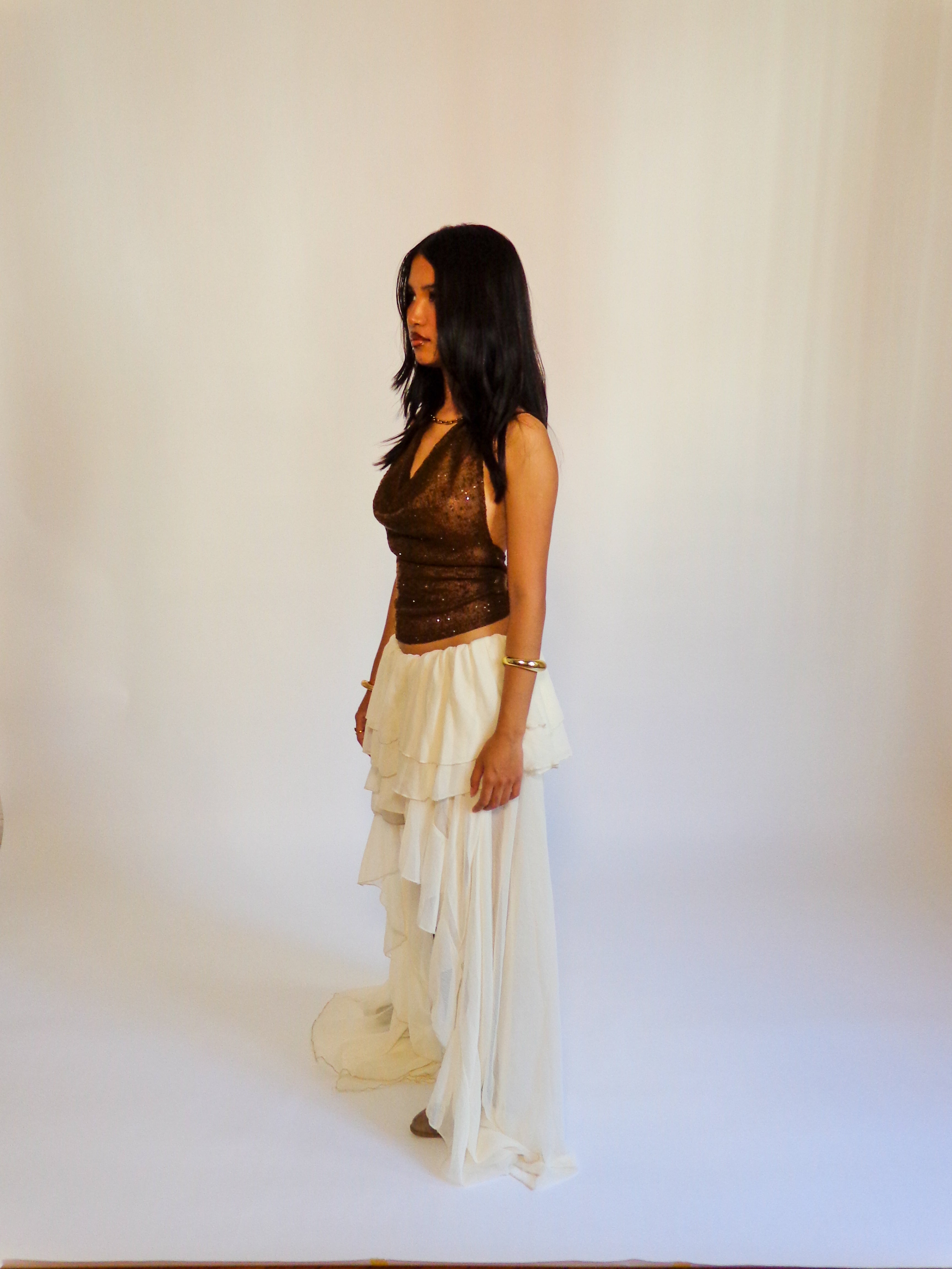 Bronze Shimmer Drape Top