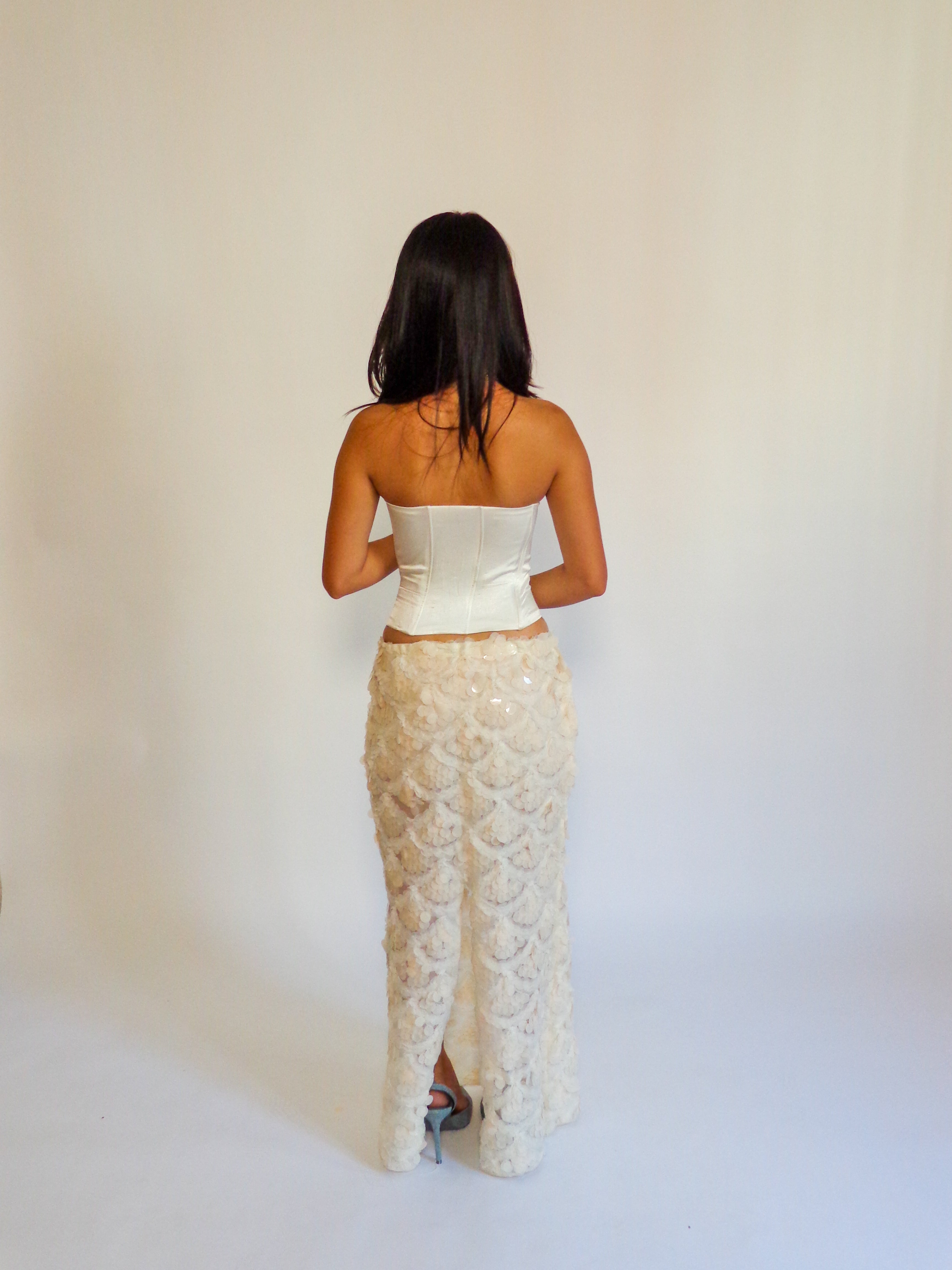 Sequin Scallop Maxi Skirt
