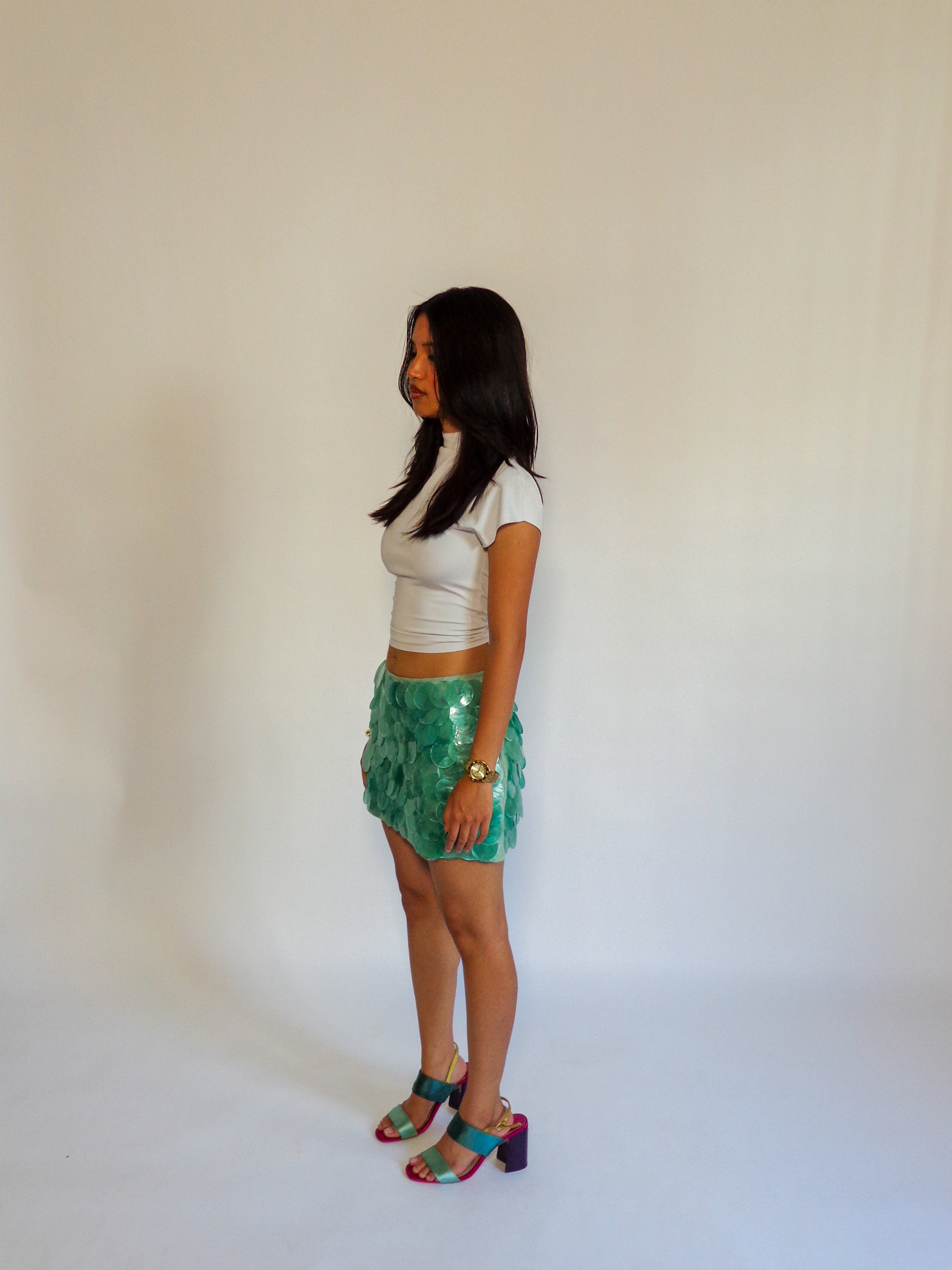 Shell Sequin Skirt in Pink